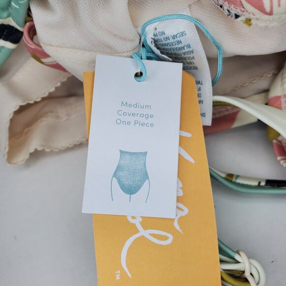 Kona Sol One Piece Swimsuit Women's Small 4-6 Multicolor Belted V-Neck Leaf - Picture 4 of 8